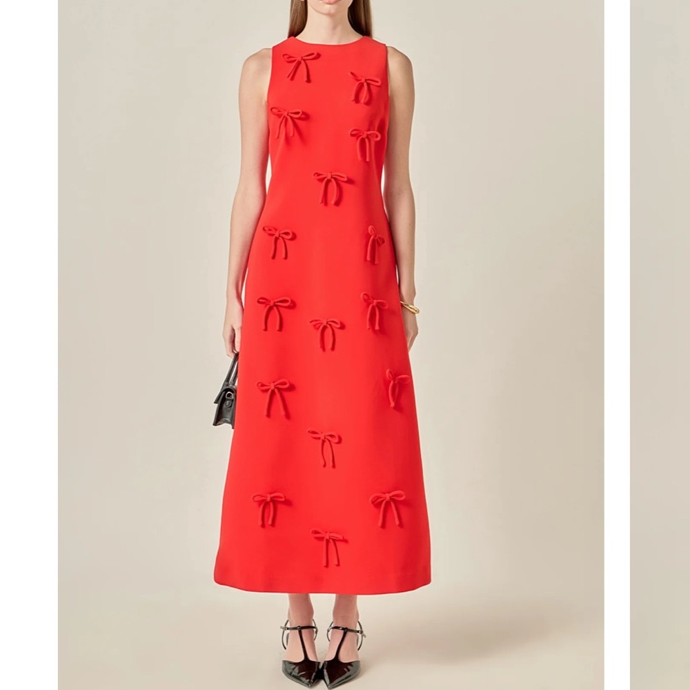 English Factory Women's Bow Detailed Sleeveless Midi Dress